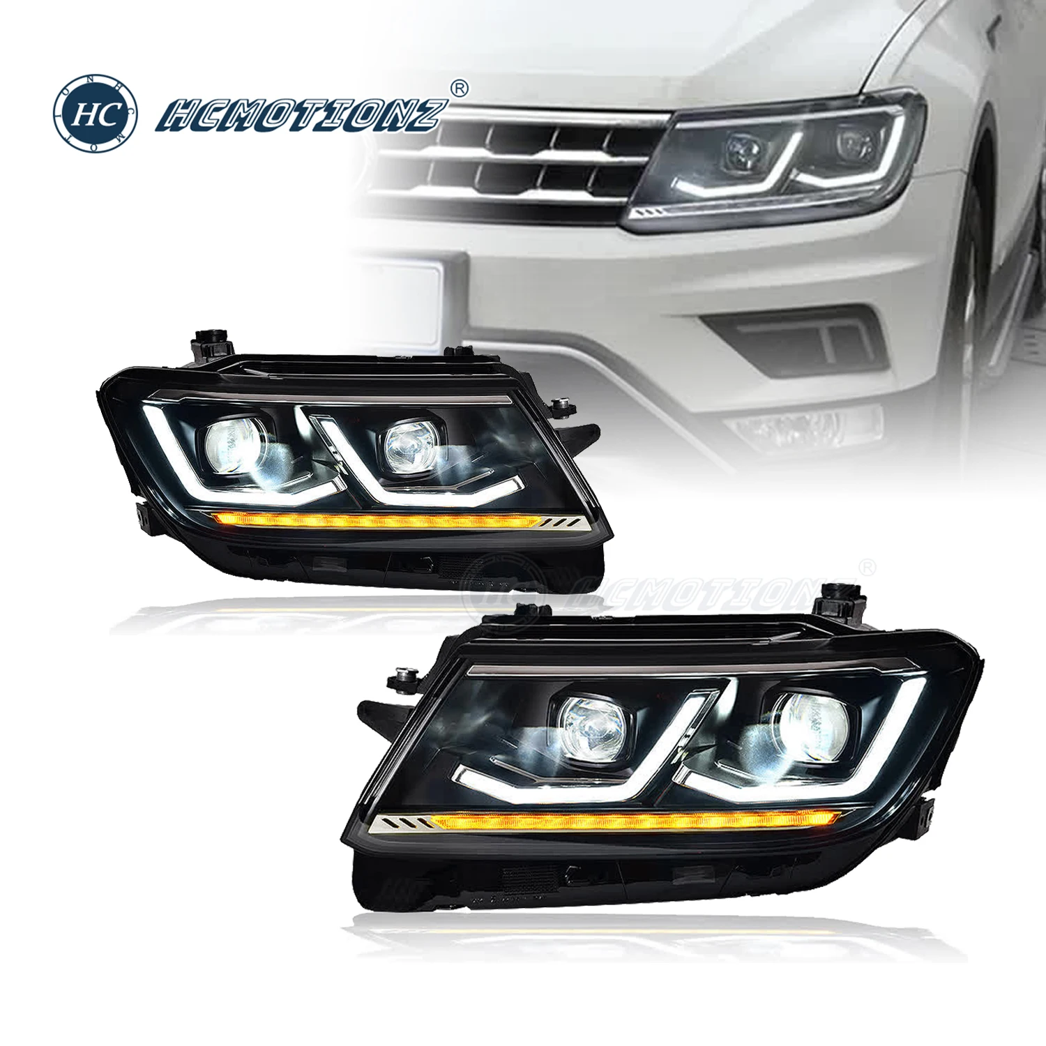 

HCMOTIONZ Full LED Headlights for Volkswagen Tiguan 2017-2020 DRL Car Front Lamps Assembly VW Lighting System