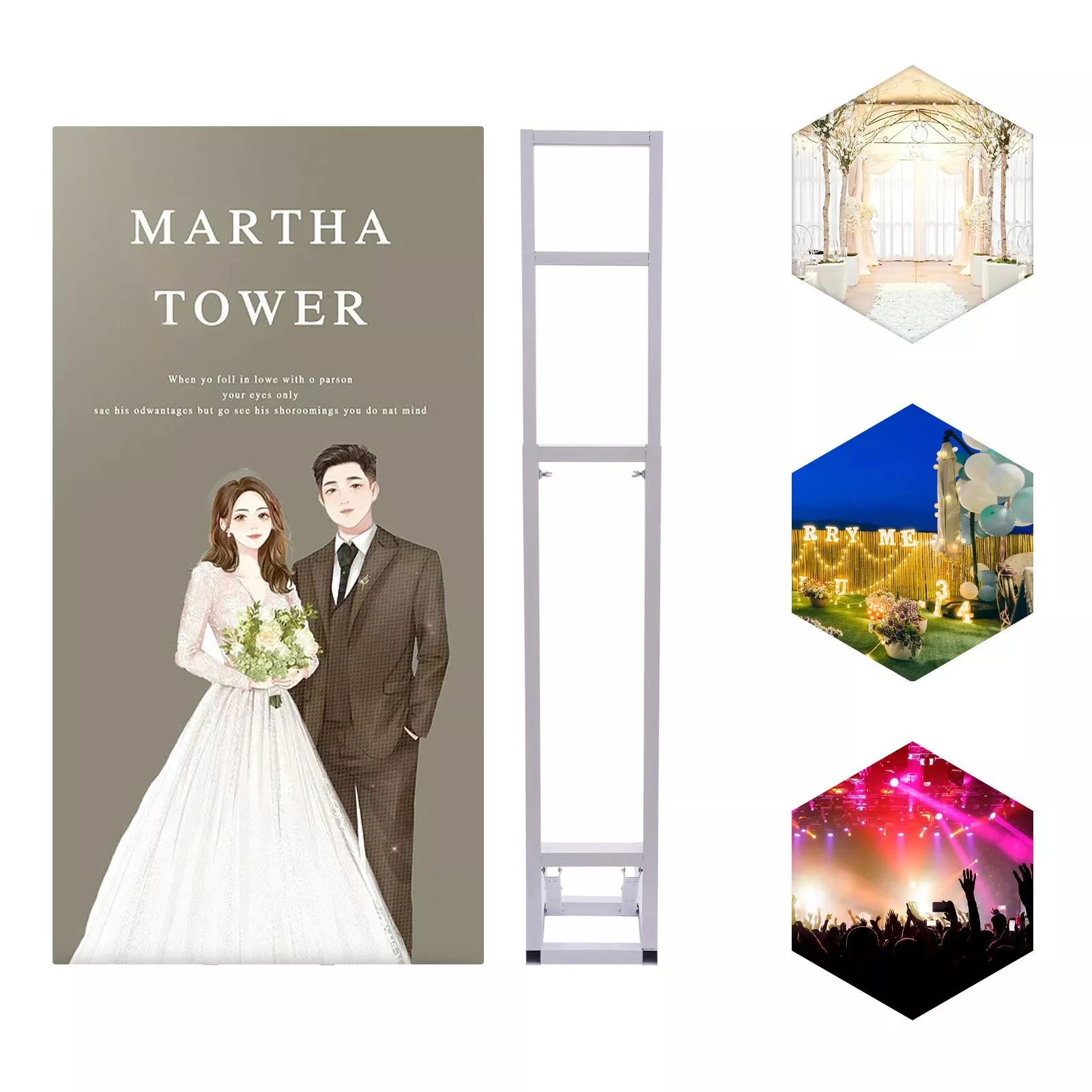 

Wedding Arch Backdrop Stand - White Iron Square Arch for Wedding Ceremony