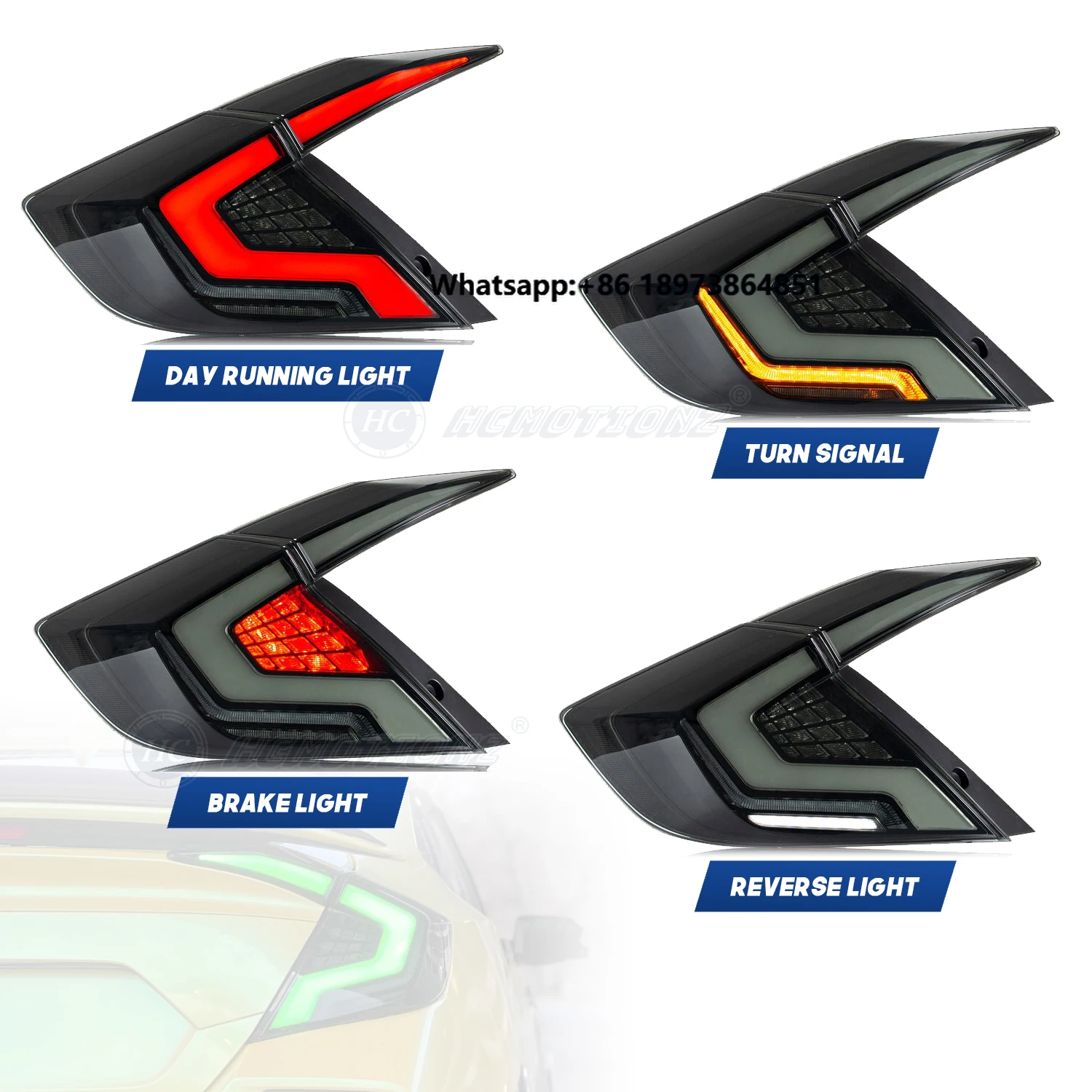 

LED Tail Light for 2016-2021 RGB Custom Start up Animation DRL Car Back Lamp Assembly Accessories 10th Gen