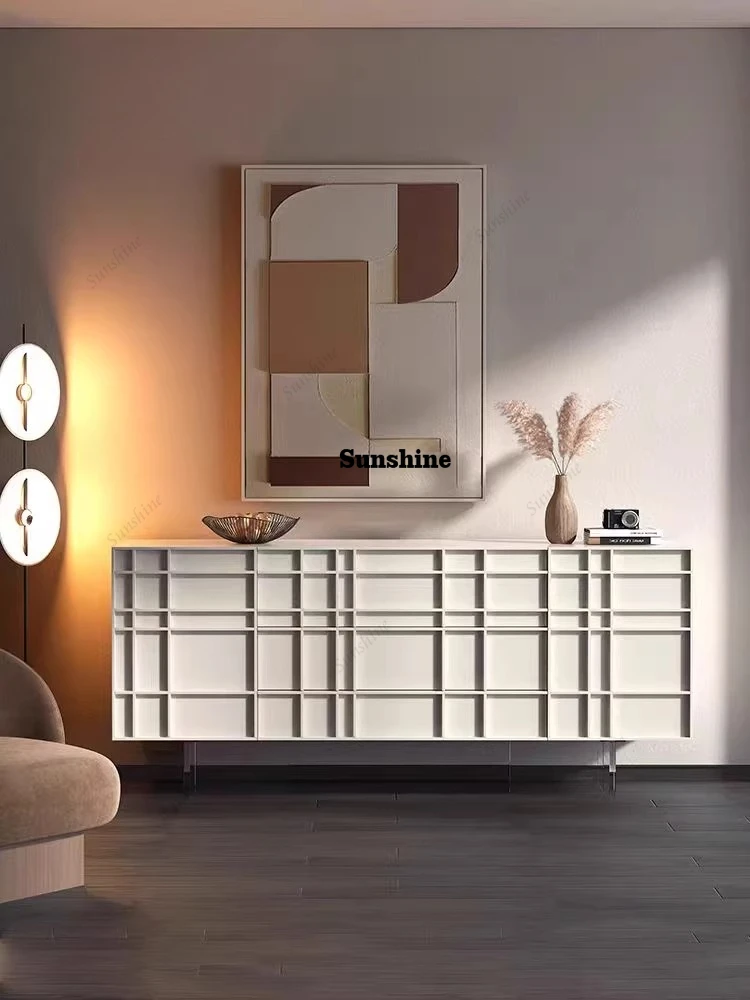 

French minimalist side cabinet, cream style entrance cabinet, living room locker