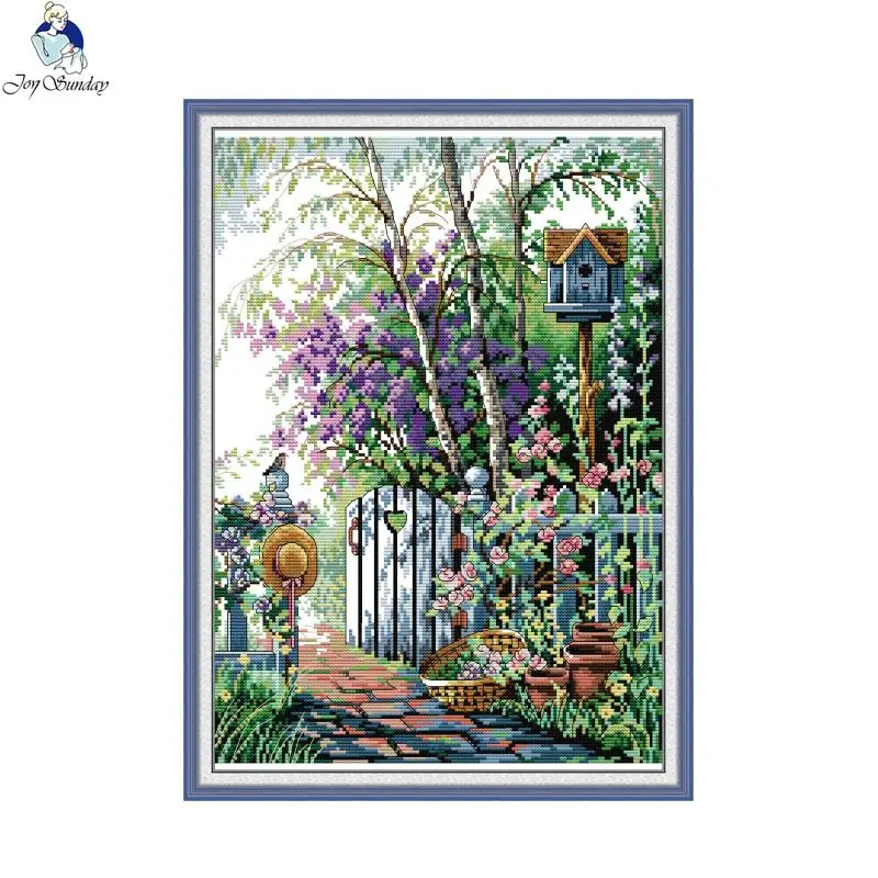 Garden path scenery  count and stamped cross stitch kit 11CT 14CT canvas printing embroidery DIY handmade needlework home decor