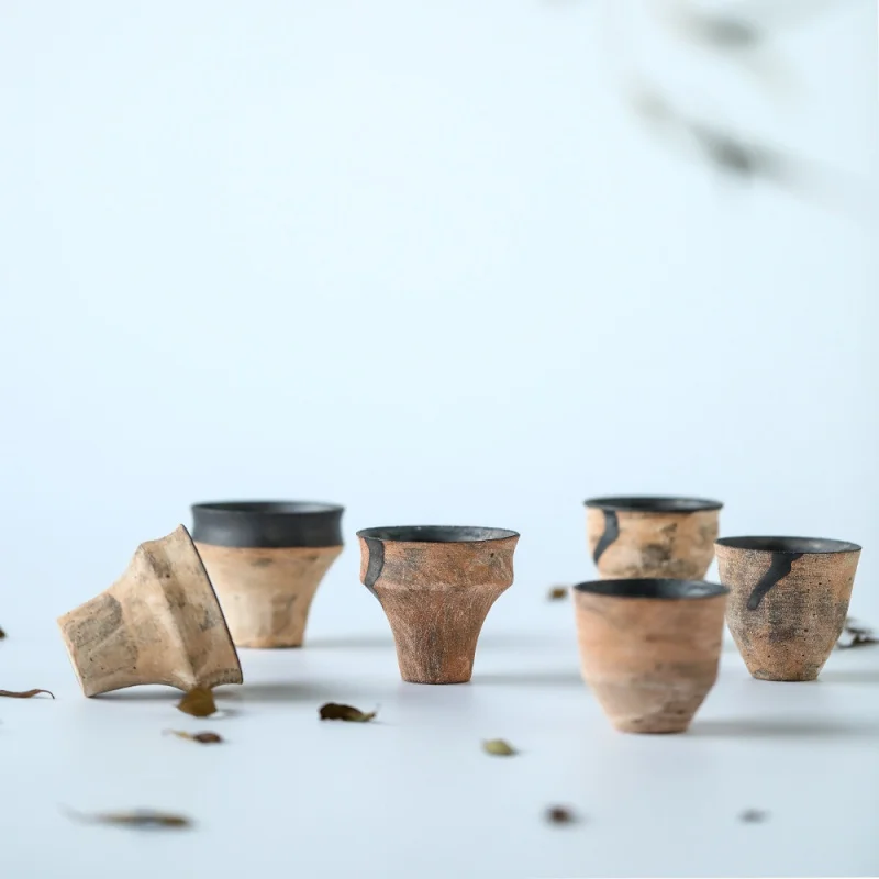 

★Pottery Artist's Works Series Flowing Her Ceramic Cup Stoneware Silent Style Tea Cup Metal Black Glaze Minimalist