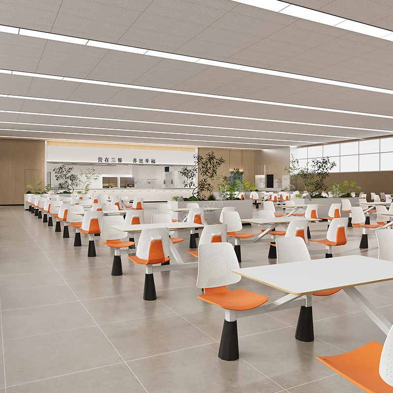 Fast food table and chair one-piece combination School canteen Staff canteen High-speed service area Restaurant Four-person
