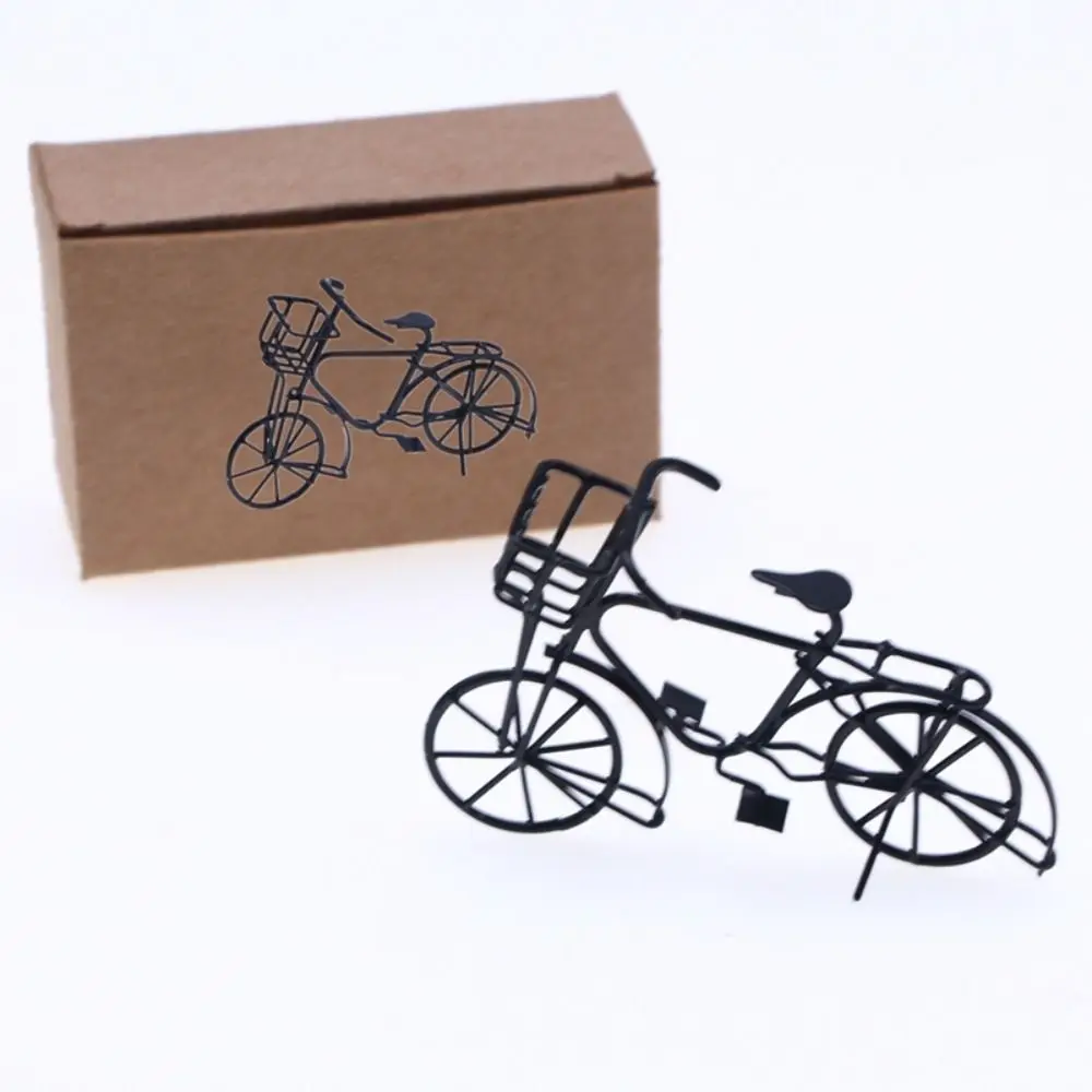 Decoration Model Small Bicycle Model Iron Art Black Bike Miniatures Simulation Old-fashioned Dollhouse