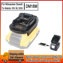 DM18M Battery Adapter Convert For DeWalt 20V & For Milwaukee 18V Battery to MAKITA 18V Battery Work for Makita Power Tools