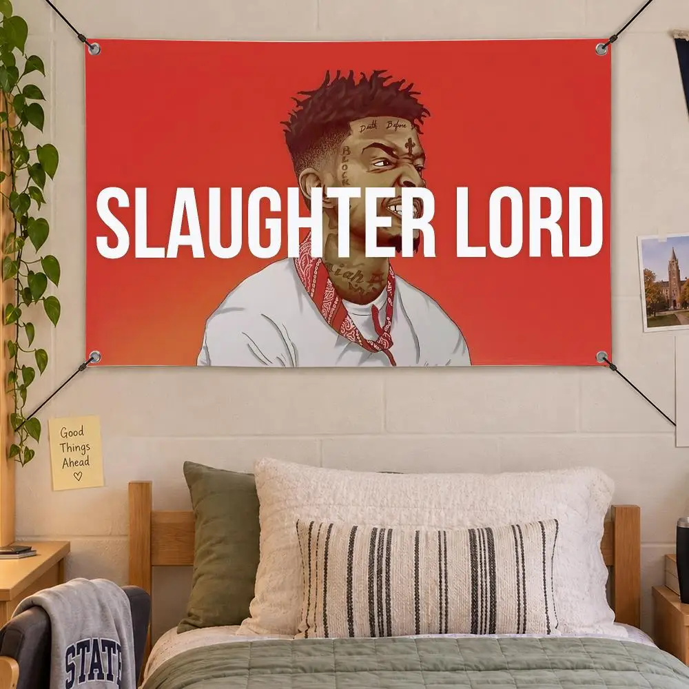 Rapper Trap 21 Savage Flags Decorative Flag Banner Indoor Bedroom Dorm Gaming Room Wall Party Club Decor Fan Gift