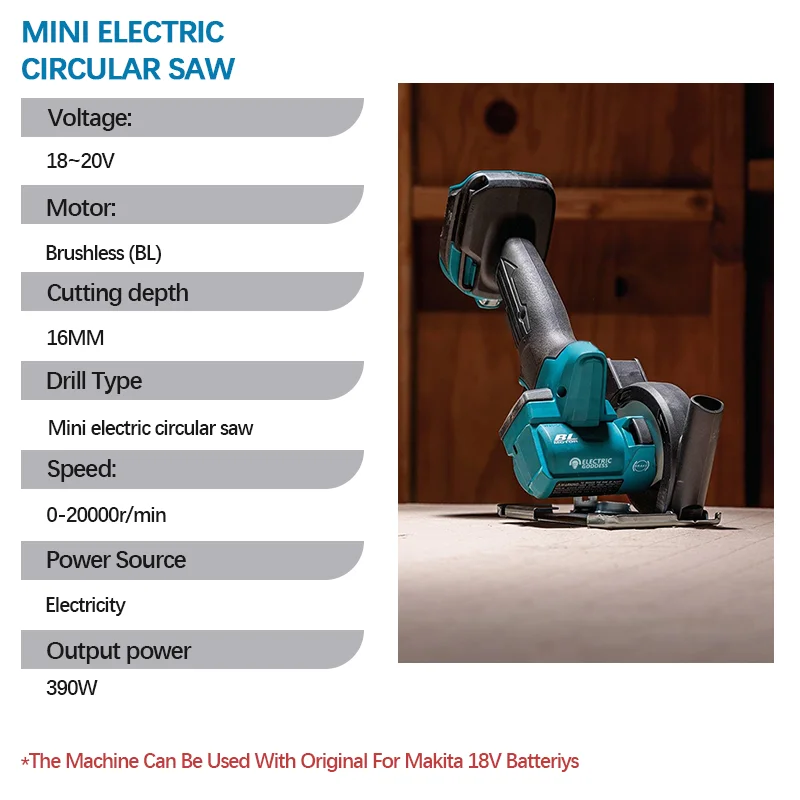Electric Goddess 3Inch Mini Circular Saw  Cordless Brushless Electric Table Saw Handheld Power Tool  For 20V Makita Battery ﻿Pin