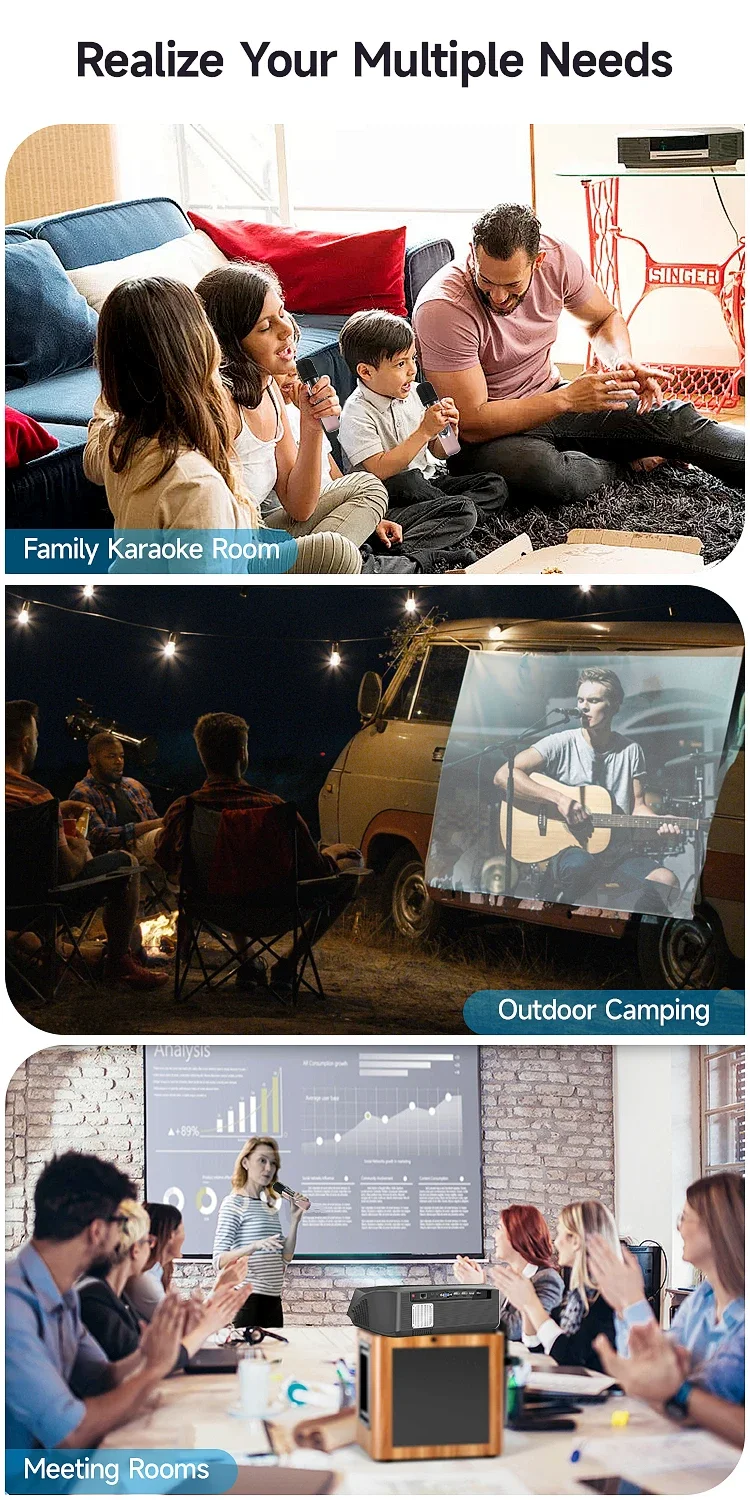 

New Arrival 1080P Full HD Karaoke Projector Wifi Mirror Screen Video Projecteur