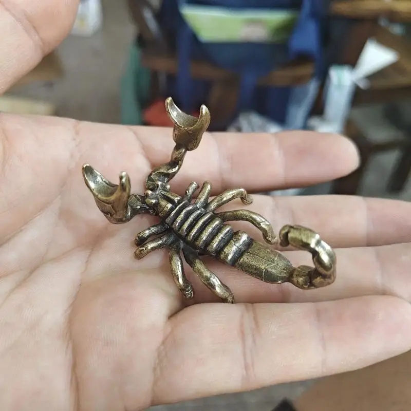 Solid Brass Crab Figurine Vintage Antique Finish Hand Carved Details Perfect For Home Decor Collection Display