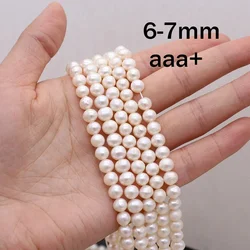 6-7mm AAA+ Natural Freshwater Pearl Beads Round Shape Isolation Loose Beads for Jewelry Making DIY Necklace Bracelet Accessorie
