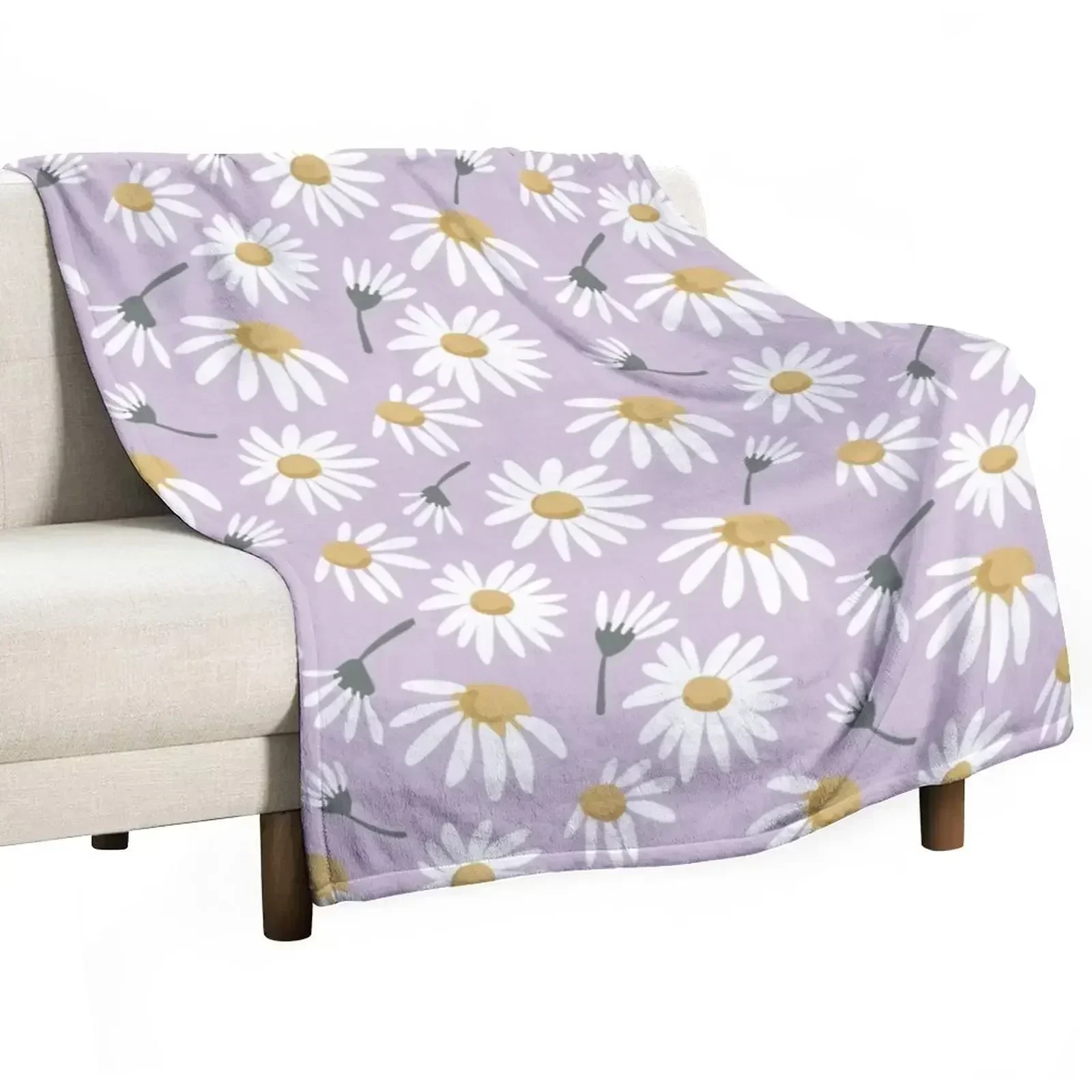 white daisies on lavender Throw Blanket Designers Sofa Throw Thin Sofas heavy to sleep Thermal Blankets