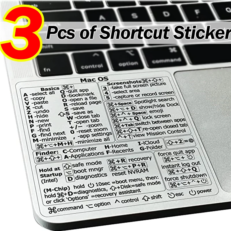 For Windows PC Computer Reference Keyboard Shortcut Sticker Adhesive Transparent Decal For Macbook OS Laptop Desktop Shortcuts