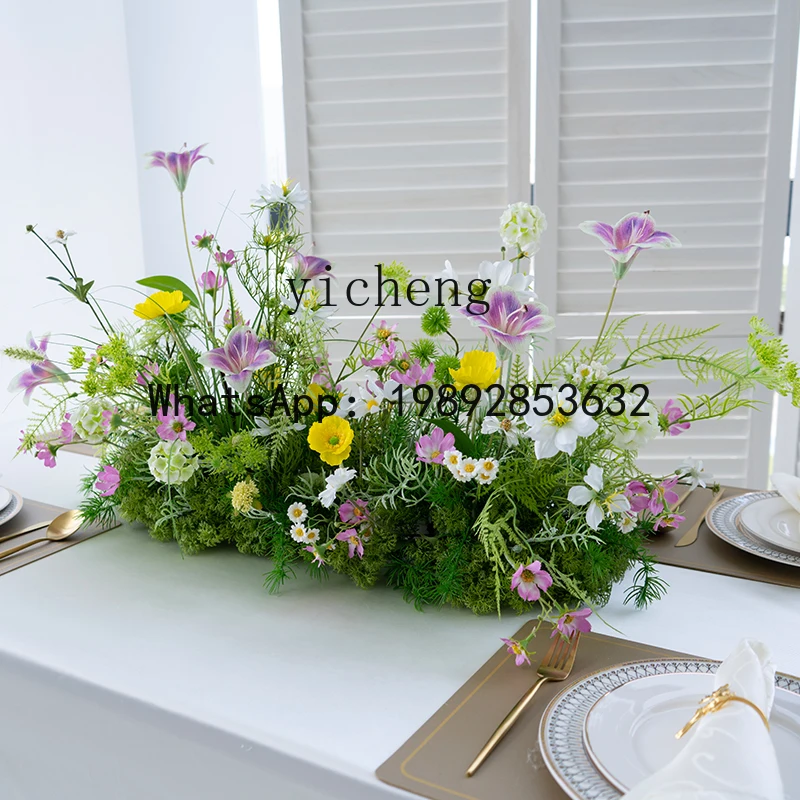 X2 Forest Style Finished Artificial Flowers Restaurant Long Table Wedding Arrangement Photography Props Decoration