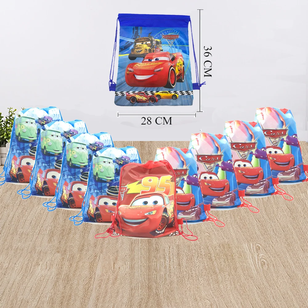 1pc Disney Cars Storage Bag non tessuto Lightning McQueen borse con coulisse decorazione per feste forniture per regali di natale di compleanno per