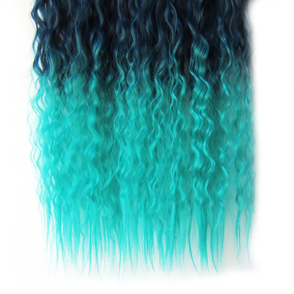 Zolin 5-Clip One Piece synthetische verworrene lockige Clip-in-Haarverlängerung Regenbogen Ombre Einfaches Styling für Frauen Cosplay und den täglichen Gebrauch