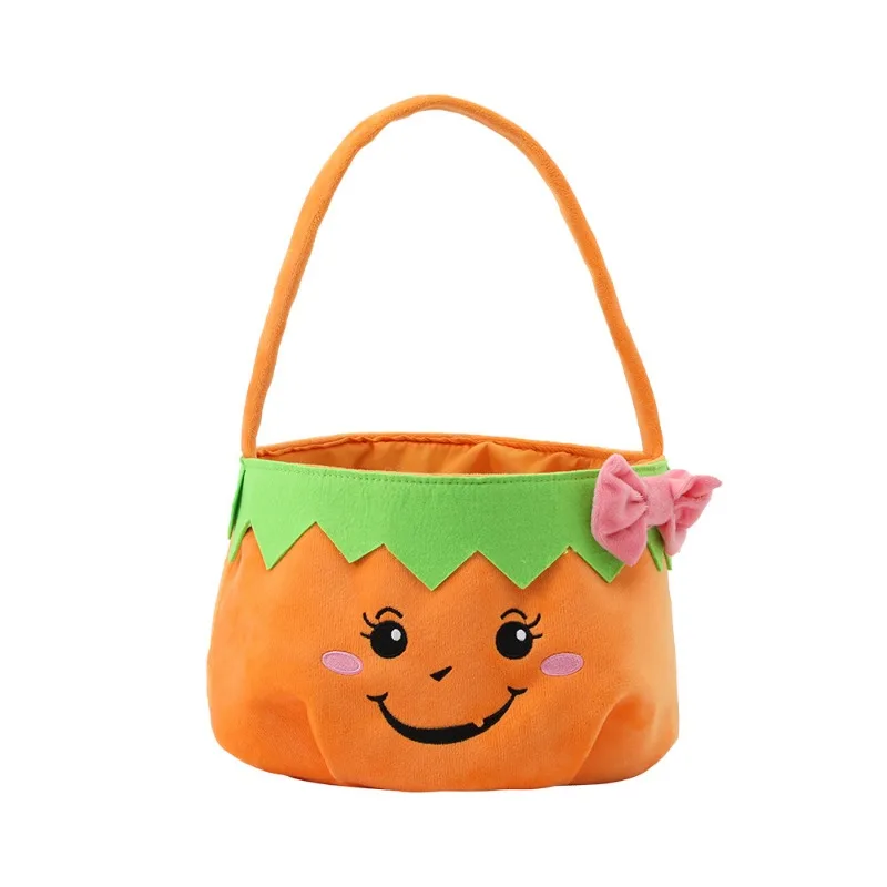 Novo balde de abóbora de halloween decoração de páscoa adereços super macio portátil pelúcia smiley rosto tridimensional saco de abóbora
