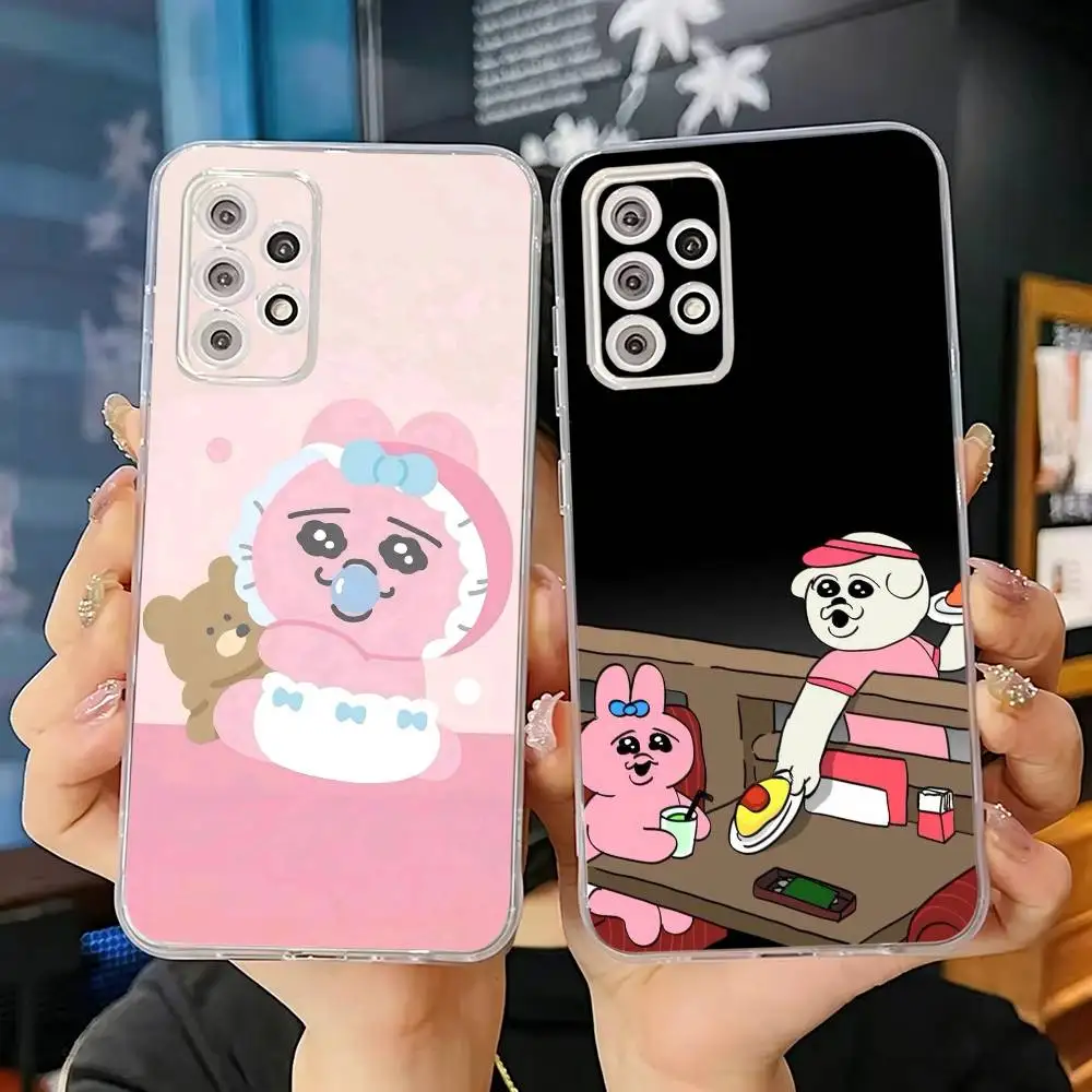 Kawaii Rabbit Print Opanchu Usagi Phone Case For Samsung S25,S24,S21,S22,S23,S30,Ultra,S20,Plus,Fe Transparent Cover