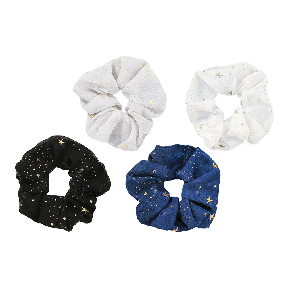 

4pcs Star Design Ponytail Holders Ponytail Ropes For Decors Women Washable Fashion Hair Ropes Hair Decors
