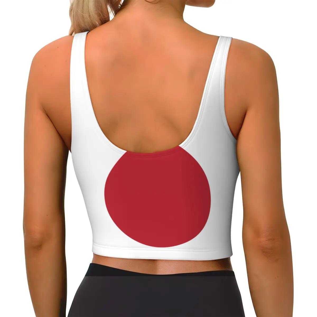 ผู้หญิงเซ็กซี่กีฬาเสื้อกั๊กญี่ปุ่นธงหญิงStreetwearกีฬาชุดชั้นในTee Crop Top