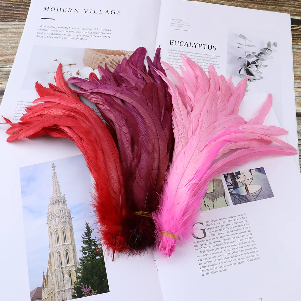 50/100pcs Colorful Rooster Tail Feathers Natural Cock Plumes 25-35cm for Wedding Carnival Party Decor Handicraft Accessories