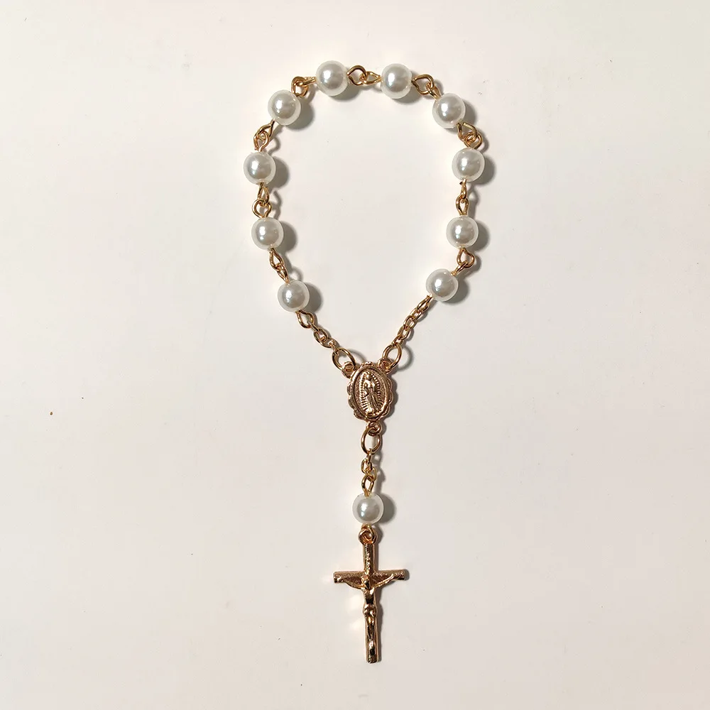 50/20/10Pcs Baptism Rosary Beads Finger Baptism Rosaries Faux Pearls For Baptism Favors Christening Favors Communion Favors