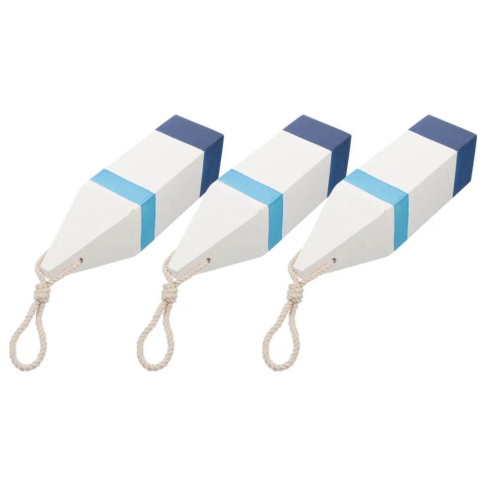 

3pcs Wooden Nautical Buoy Block Mediterranean Wall Hanging Decor For Home Living Room Bathroom Coastal Ornament Fishing Float