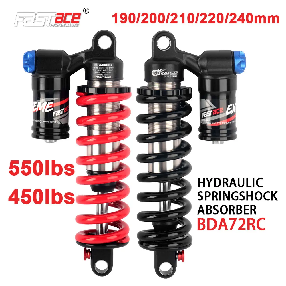 Fastace BDA72RC vtt Suspension amortisseur arrière 190 200 210 220 240mm VTT amortisseurs 550lbs 450lbs pièces de vélo