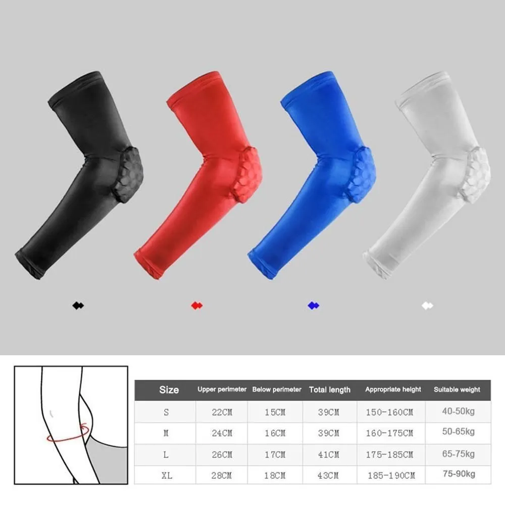 1 PC Honeycomb Basketball Elbow Support Pads Brace for Fitness Protector Elastic Arm Compression Sleeves Volleyball