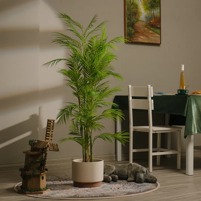 Large-scale simulation of phoenix-tailed sunflower, phoenix-tailed bamboo and palm tree, indoor green plants