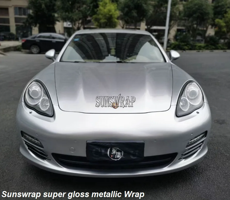 

High Quality Premium Super Gloss Metallic Silver Glossy Sticker Decal DIY Car Auto Vehicle Vinyl Wrap Air Release Bubble Free