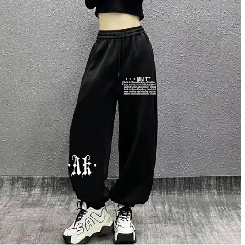 2024 봄 여름 여성을위한 새로운 스포츠 바지 미국 힙합 빈티지 긴 바지 여성을위한 캐주얼 모든 경기 패션 바지