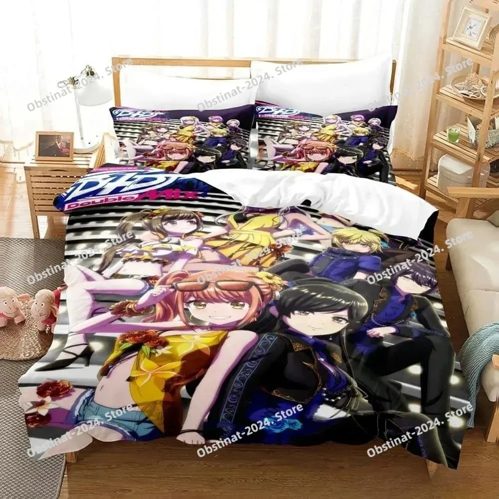 3D Anime D4DJ All Mix Bedding Set Print With Pillowcase Bed Duvet Cover Soft Single Double Queen Super King Size Single Twin