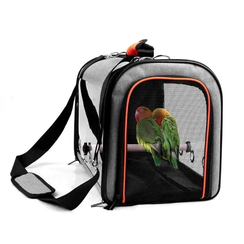 

For Bird Travel Bag with Perch Multifunctional Portable Pet Parrot Carrier Transport Bag Breathable Go Out Travel Cage