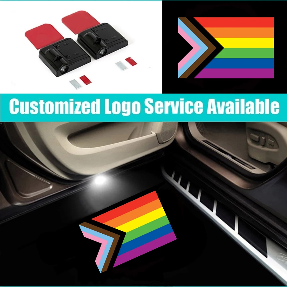 

2 Pieces Wireless LED Pride LGBTQ Pansexual Gay Logo Courtesy Shadow Lights Car Door Welcome Laser Projector