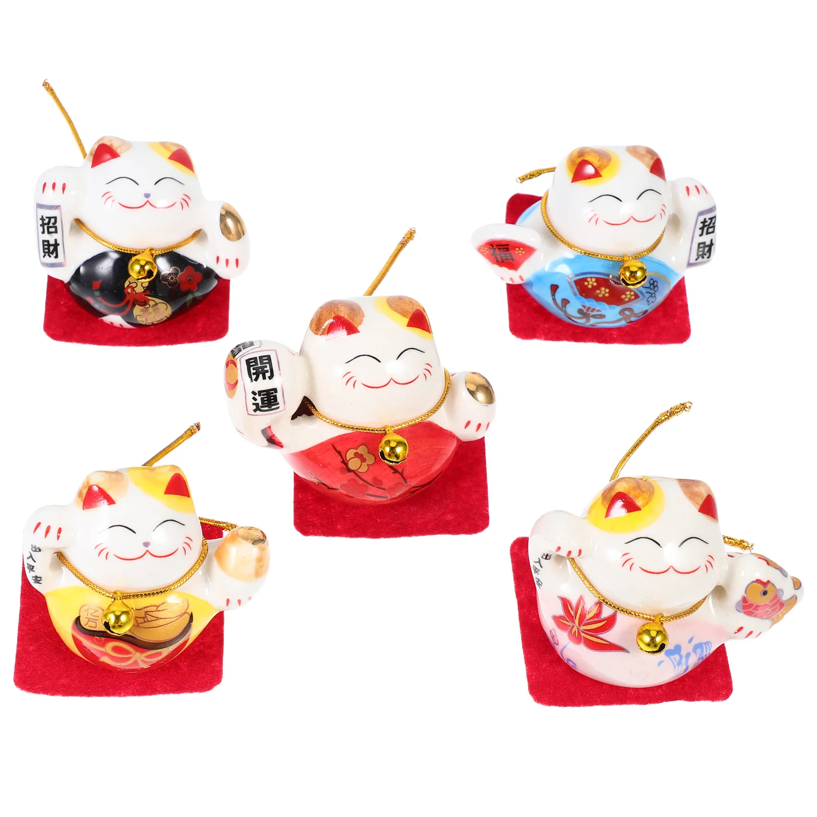 

5Pcs Ceramic Lucky Cat Figurines Mini Statues Japanese Ornaments Home Office Desk Decor Wealth Luck Charm Feng Shui