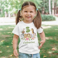 Personalized Birthday Shirt 1-9 Birthday T-Shirt Wild Tee Girls Boys Party T Shirt Cute Animal with Name Clothes Kids Gifts Tops