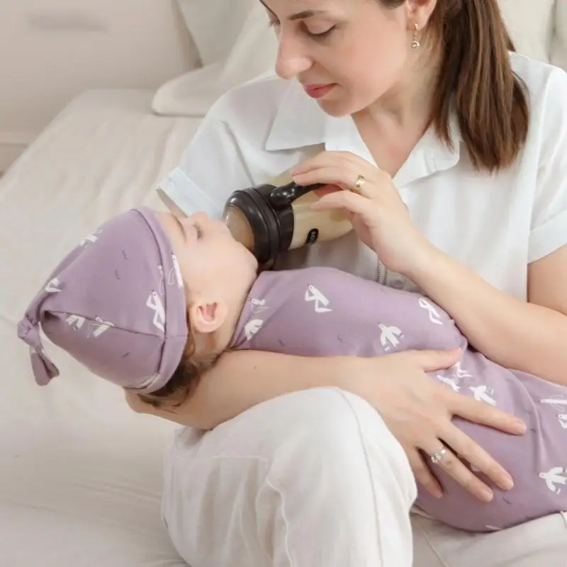 G2TE Kapas Bayi Baru Lahir membungkus selimut bayi bungkus bayi dengan topi & kartu kayu, kamar mandi hadiah napas bayi