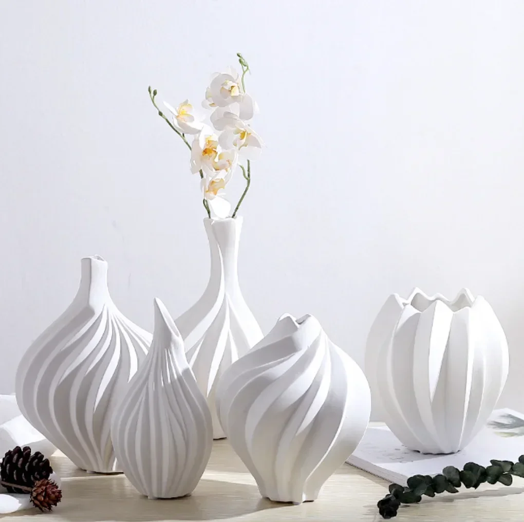 Nordic simple ceramic vase ornaments flower arrangement dried flowers artificial flowers home soft decoration ceramic vase