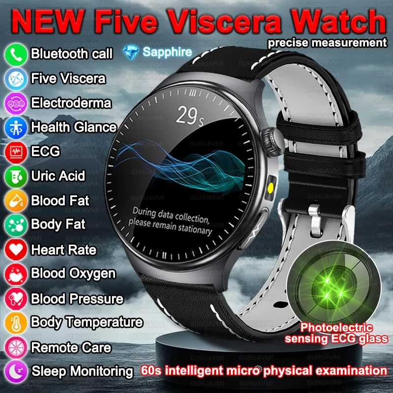 

New Upgraded Five Viscera Smart Watch Uric Acid Blood Pressure Uric Acid Body Fat Heart Health Check ECG smart watches Man 2026