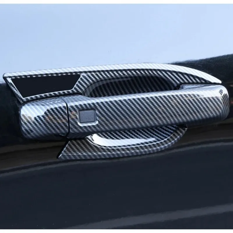 For GWM Great Wall WEY Tank 300 2021 2022 2023 ABS Carbon Fiber Car Door Handle Cover Door Bowl Frame Trims Decorative Sticker