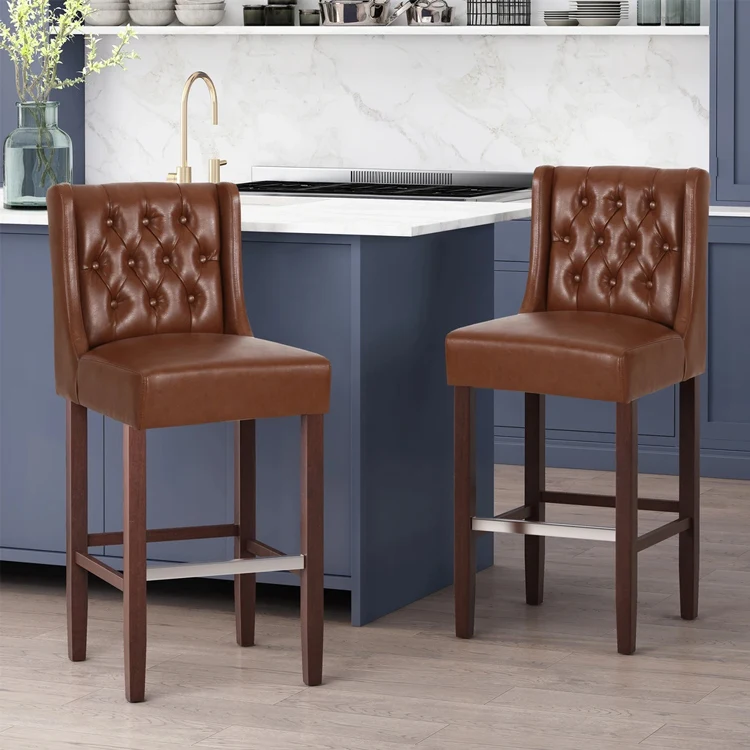 Furniture Wingback Bar Stool U.S. Warehouse Stock High Quality Unique Design Pu Leather Commercial Furniture Indoor Furniture