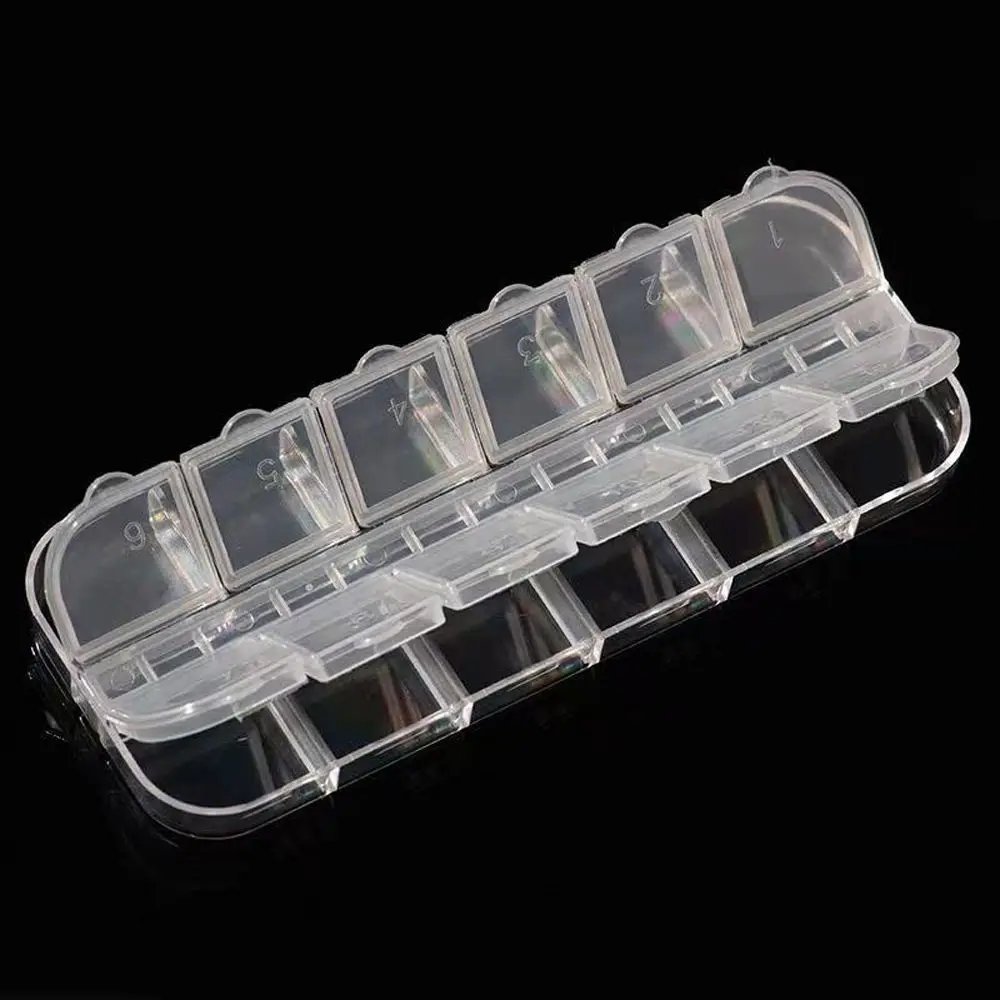 Boîte de rangement transparente pour accessoires de manucure, boucles d'oreilles en strass, organisateur de bijoux, Nail Art, boîte de rangement pour strass, étui vide