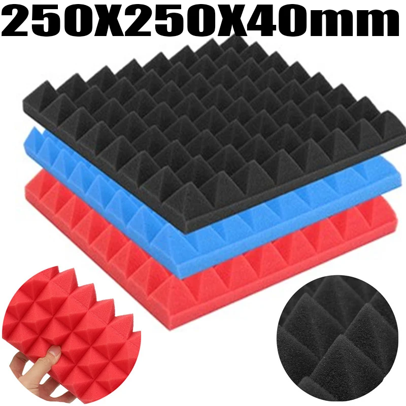 

250X250X40mm Pyramid Soundproofing Foam Acoustic sound-absorbing Foam Sound Treatment Absorption Wedge Tiles Pack Studio Music