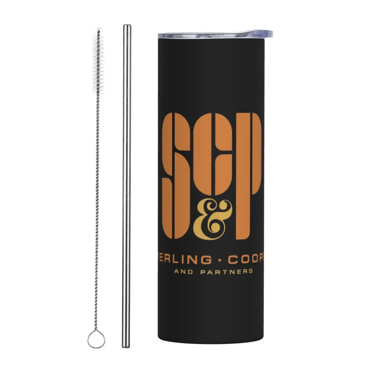 Sterling Cooper And Partners Stainless Steel Tumbler Vacuum Insulated Mug Thermal Cold Cup Straw With Lid 20oz