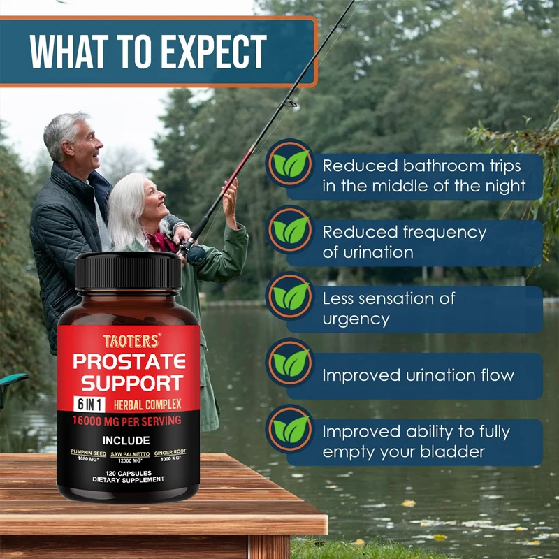 6 in 1 Herbal Capsules - Prostate Supplement, Helps with Urinary Tract Control, Relieves Inflammation, Reduces Urinary Frequency