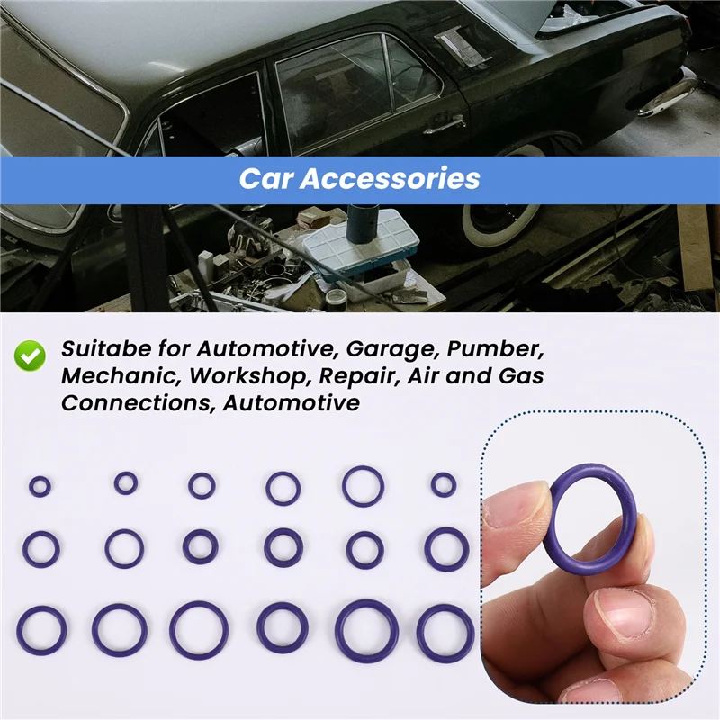 N26R-225Pcs Seal O-Ring R22 R134A Air Conditioning O-Ring Rubber Washer Assortment Pl Car Accessories
