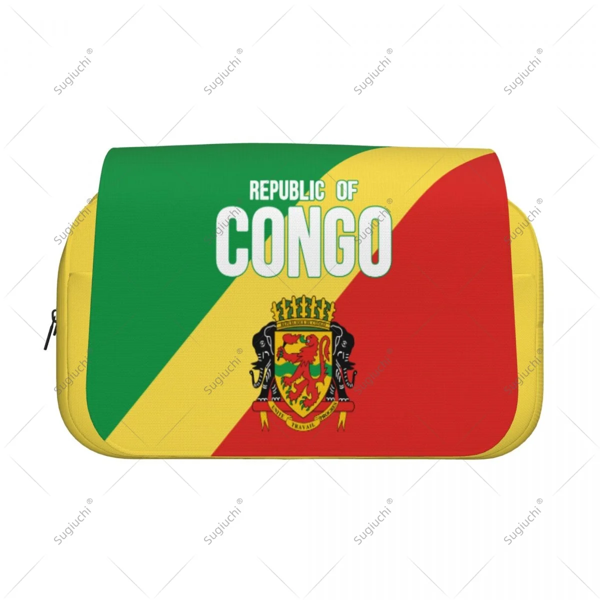 Pencil Case Scissors Bags 3D Republic Of Congo Flag Double-layer Oxford Cloth Stationery Storage Pen Box Case