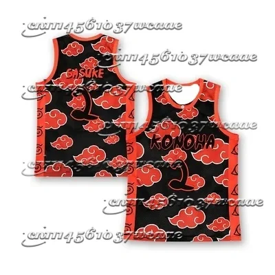 

2026 New Naruto Akatsuki Sasuke 2 Basketball Jersey Tank Top Anime Streetwear Perfect Gift for FansFamily Matching
