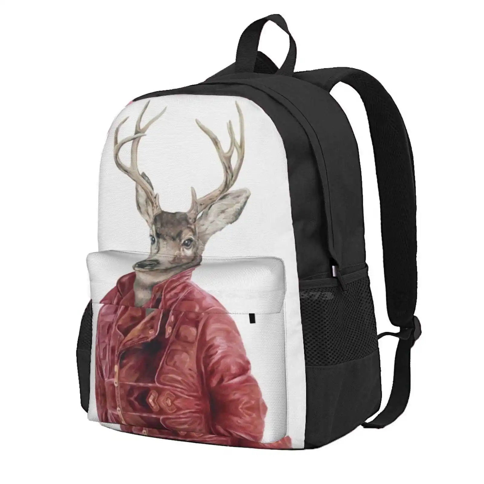 Deer In Leather Hot Sale Schoolbag Backpack Fashion Bags Animal Art Antlers Buck Deers Deer Art Woodland Nursery Woodland