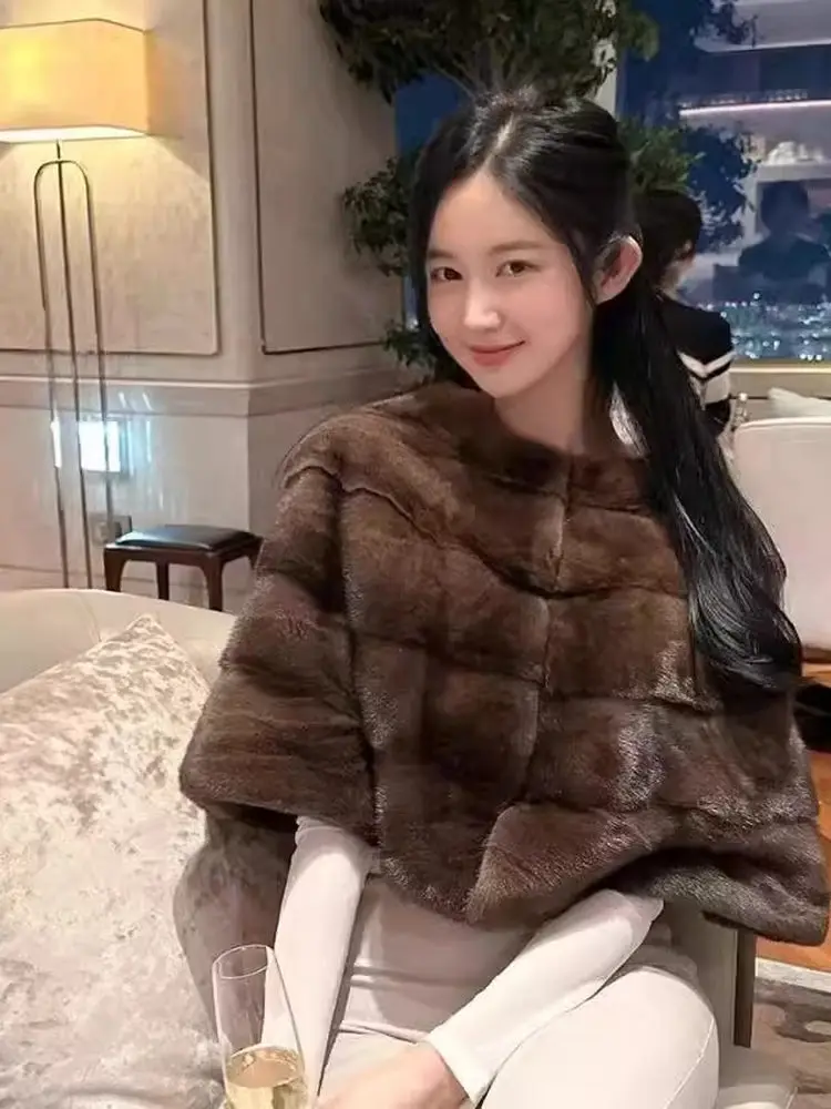 

Шуба Caramel ort, женская модная повседневная зимняя верхняя одежда из искусственной норки, бархатная куртка, универсальная накидка на плечо